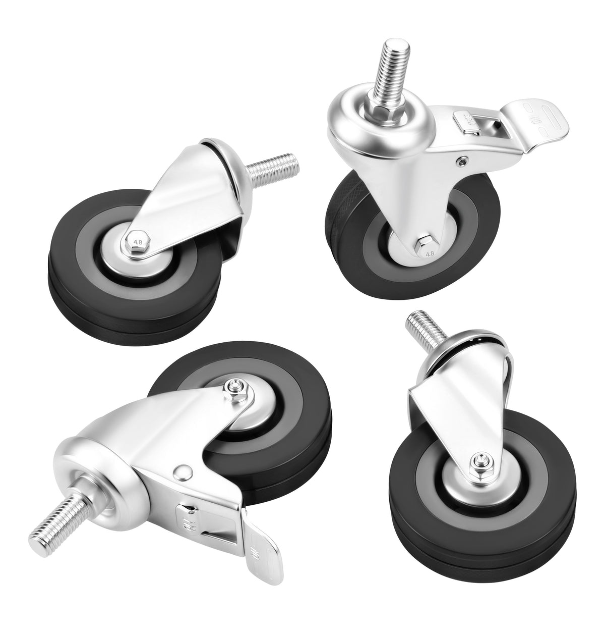 Set of 75mm swivel wheels 200kg 4pcs. KD3625