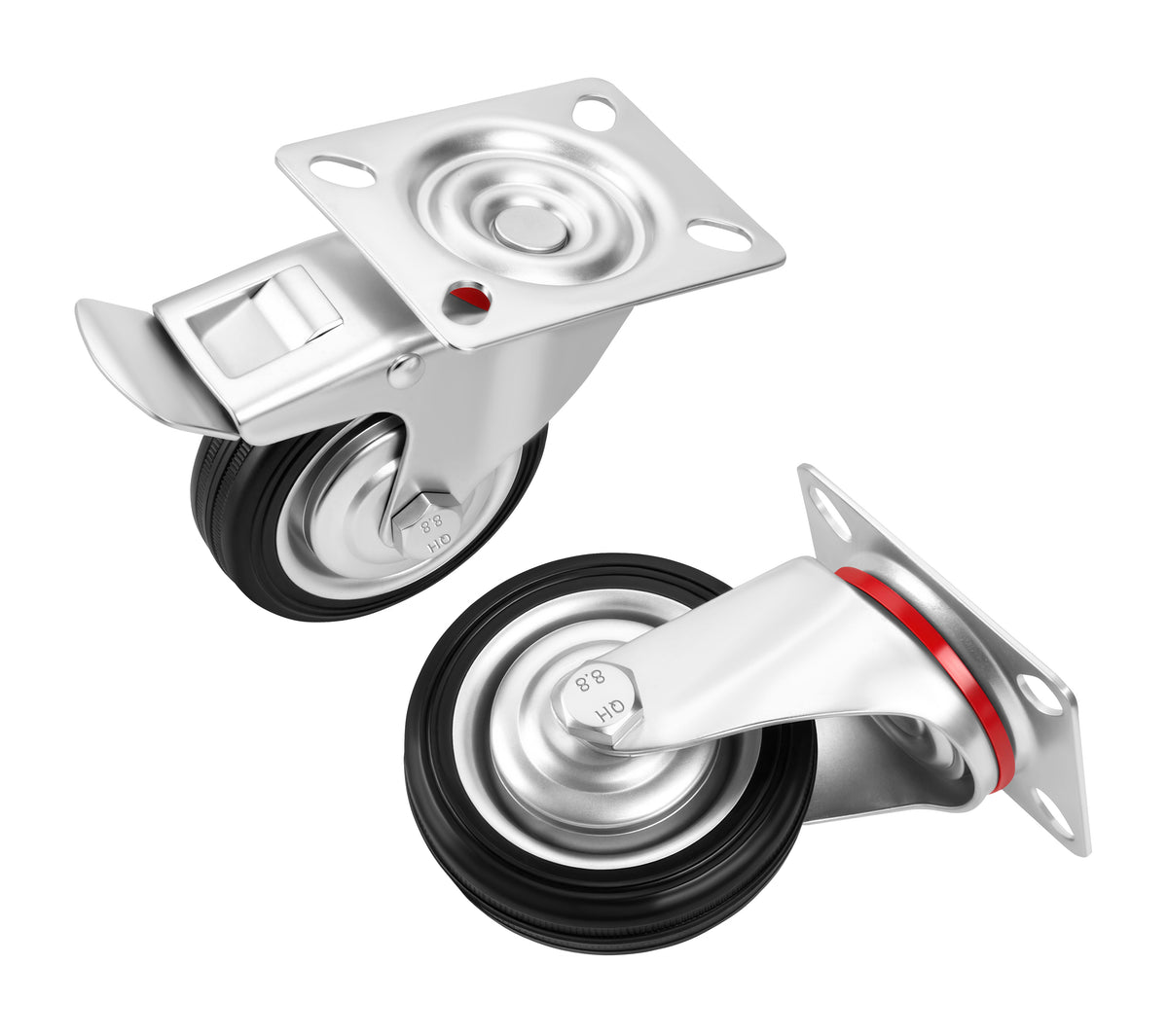 Set of 75mm swivel wheels 250kg 4pcs. KD3627