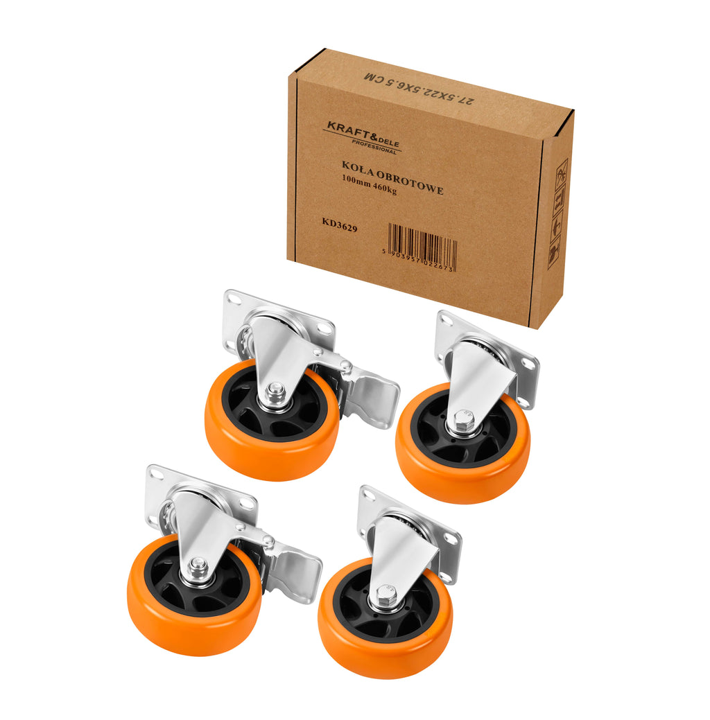 Set of 100mm swivel wheels 460kg 4pcs. KD3629