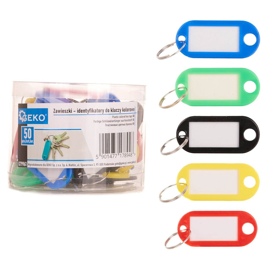 Plastic Colored Key Tags - 50 pcs