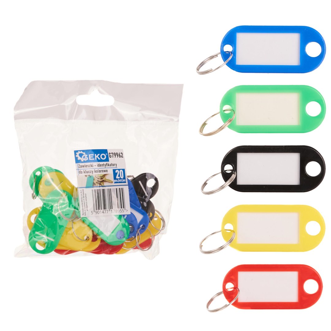 Plastic Colored Key Tags — 20 pcs