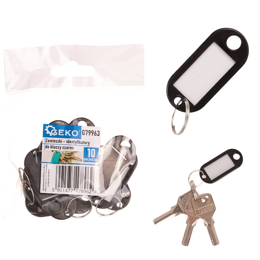 Plastic Black Key Tags, 10 pcs