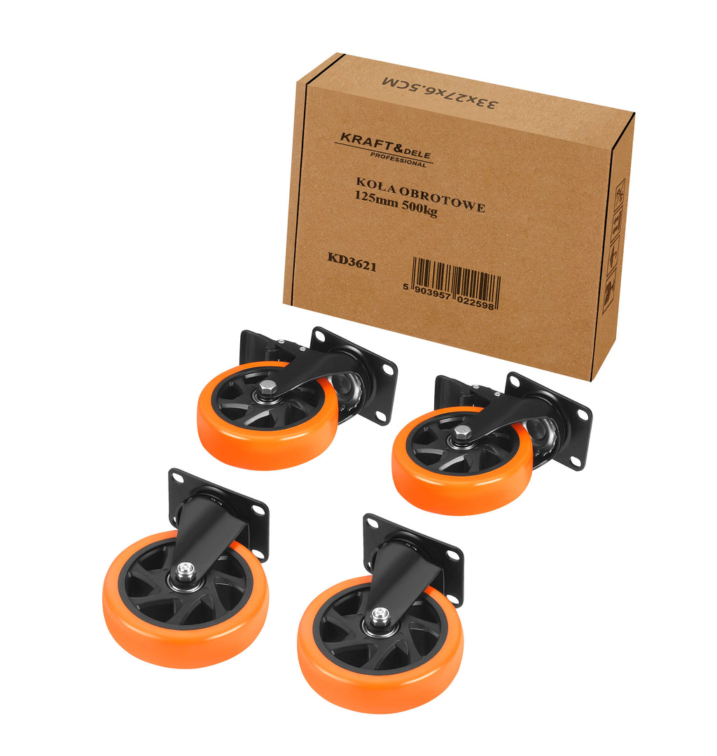 Set of 125mm swivel wheels 500kg 4pcs. KD3621