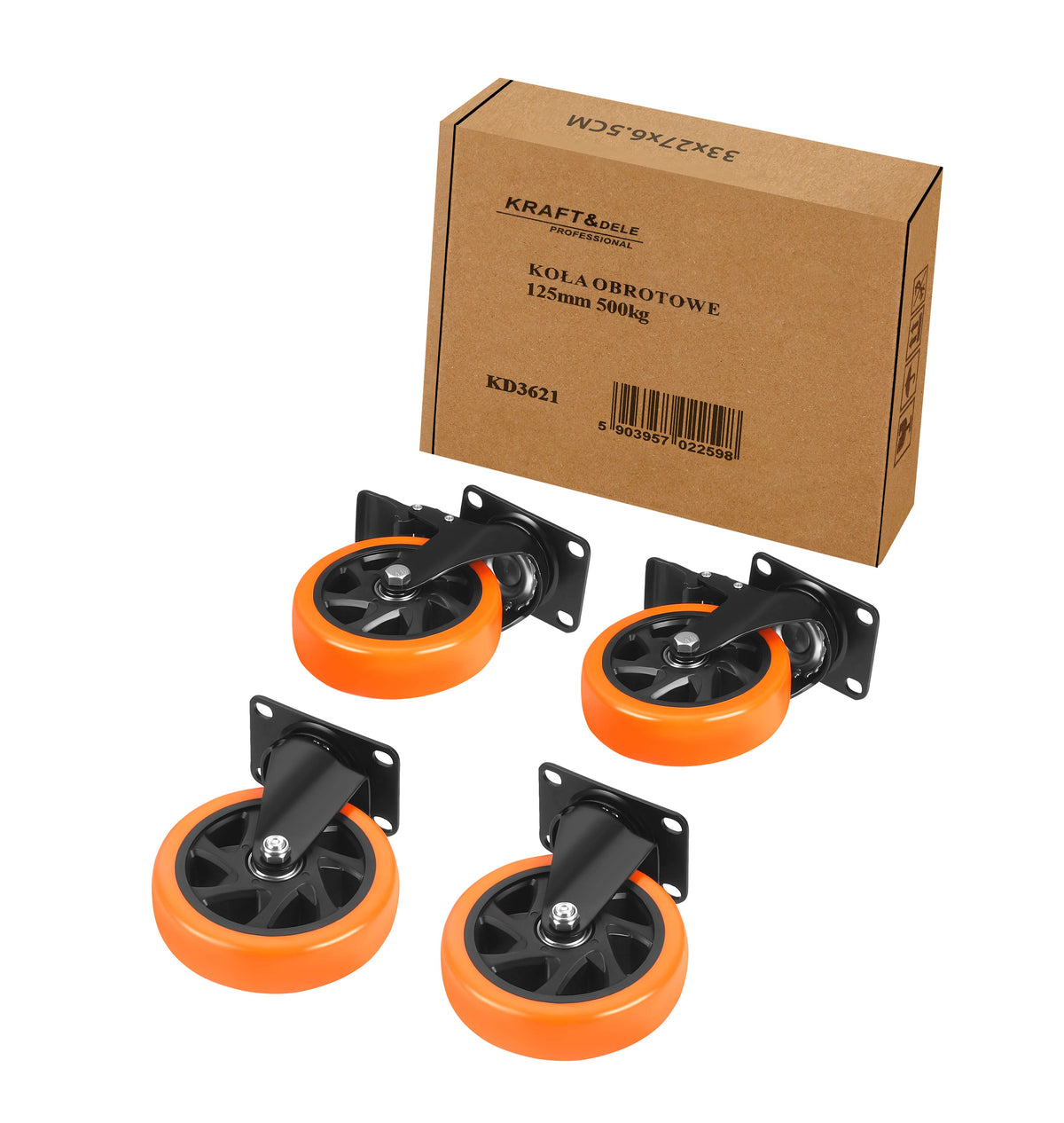 Set of 125mm swivel wheels 500kg 4pcs. KD3621