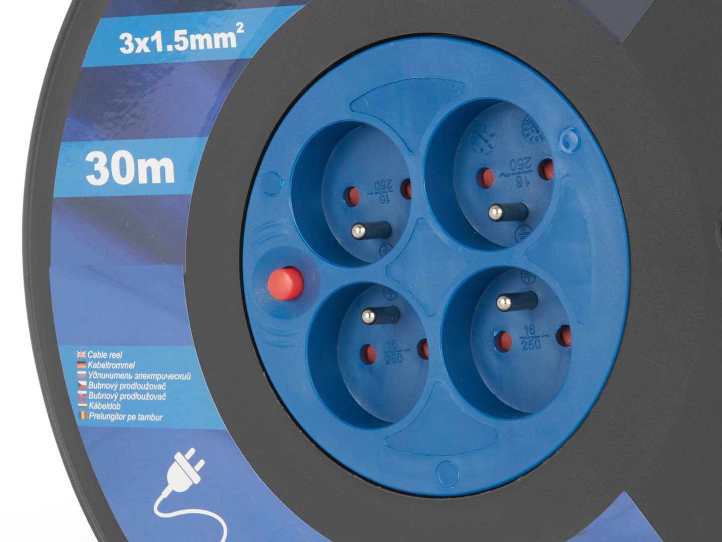 Electric cord on reel, 3x1.5mm2, 30m