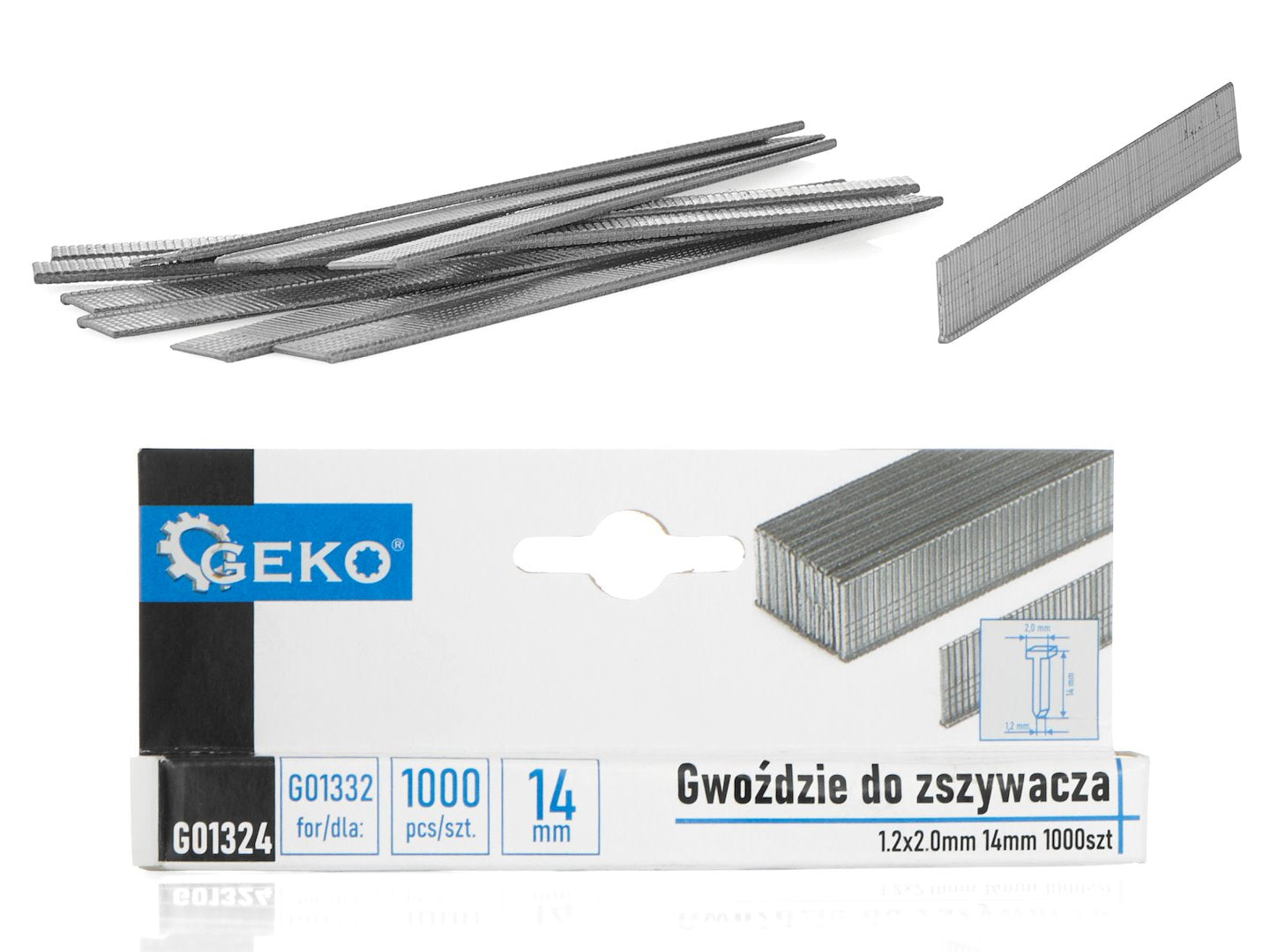 Brads 1.2 x 2.0 mm, 14 mm, 1000 pcs