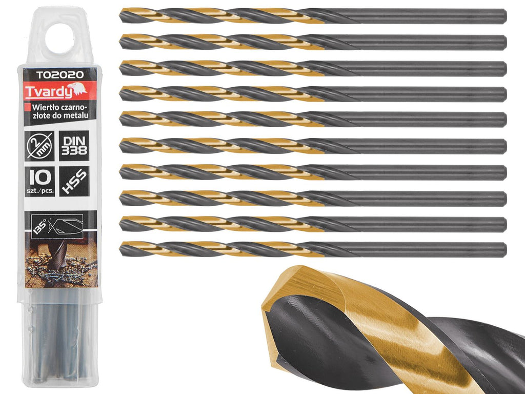 HSS 2.00 mm black & gold metal twist drill bit – Pack of 10