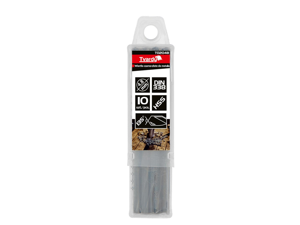 HSS 4.80 mm black-and-gold metal twist drill bit – Pack of 10