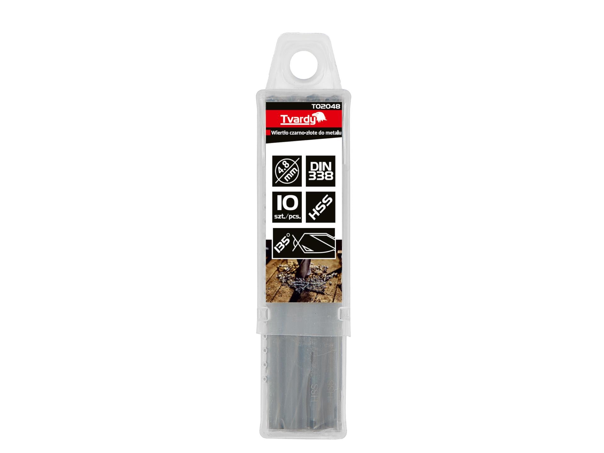 HSS 4.80 mm black-and-gold metal twist drill bit – Pack of 10