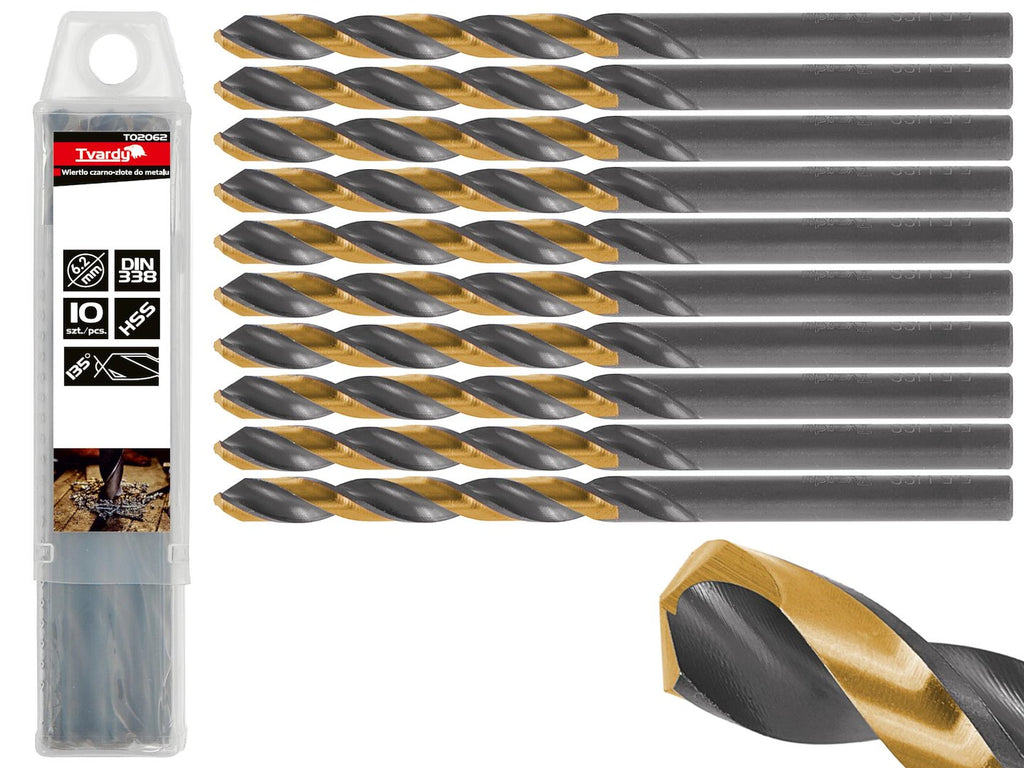 HSS 6.20 mm black & gold metal twist drill bit – Pack of 10