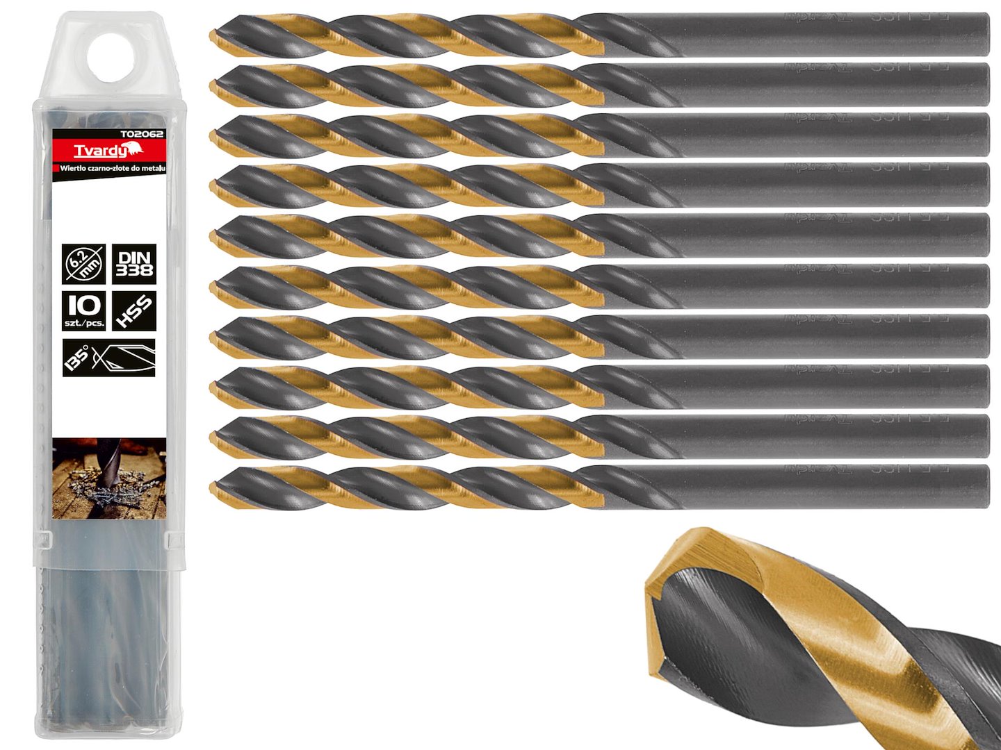 HSS 6.20 mm black & gold metal twist drill bit – Pack of 10