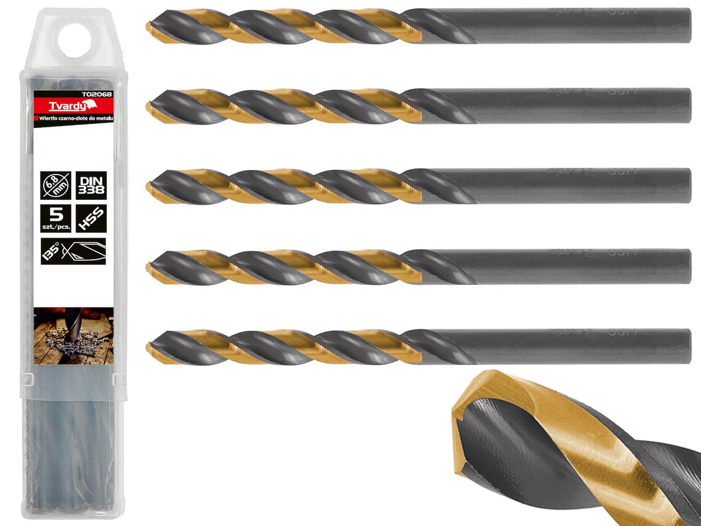 HSS 6.80mm Black & Gold Metal Twist Drill Bit – Pack of 5