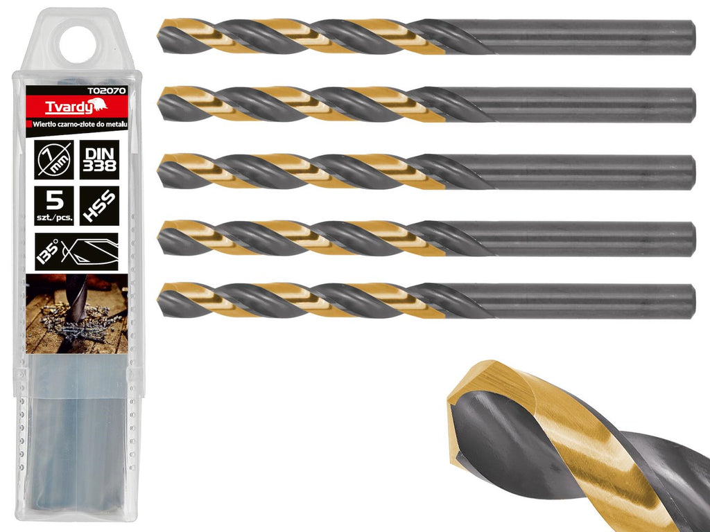 HSS 7.00 mm black-and-gold metal twist drill bit – Pack of 5