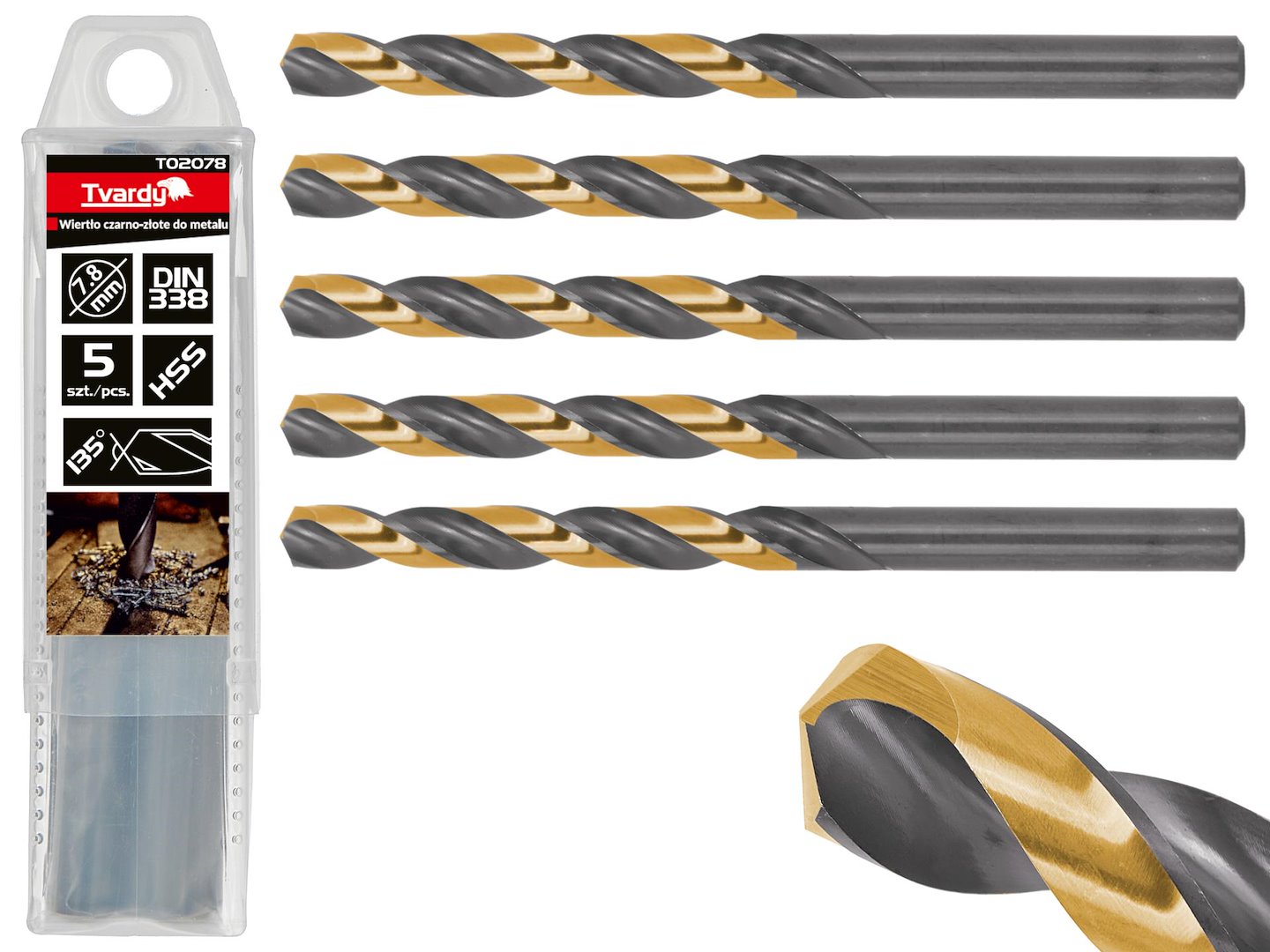 HSS 7.80 mm Black & Gold Metal Twist Drill Bit – Pack of 5