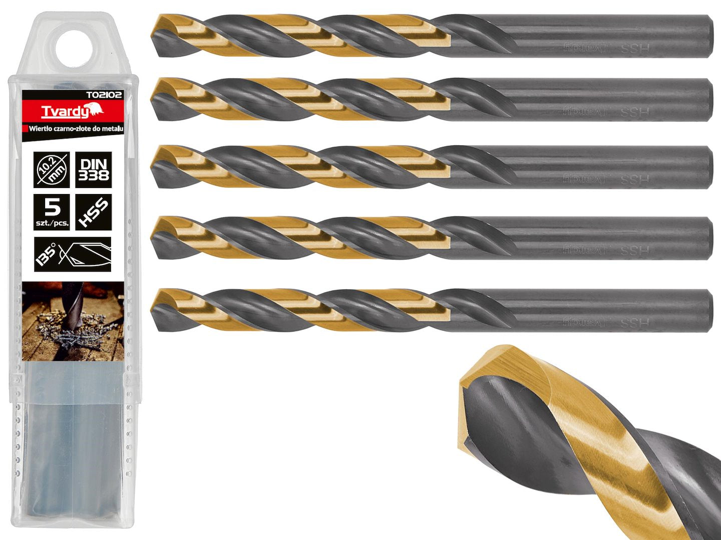 HSS 10.20 mm Black & Gold Metal Twist Drill Bit – Pack of 5