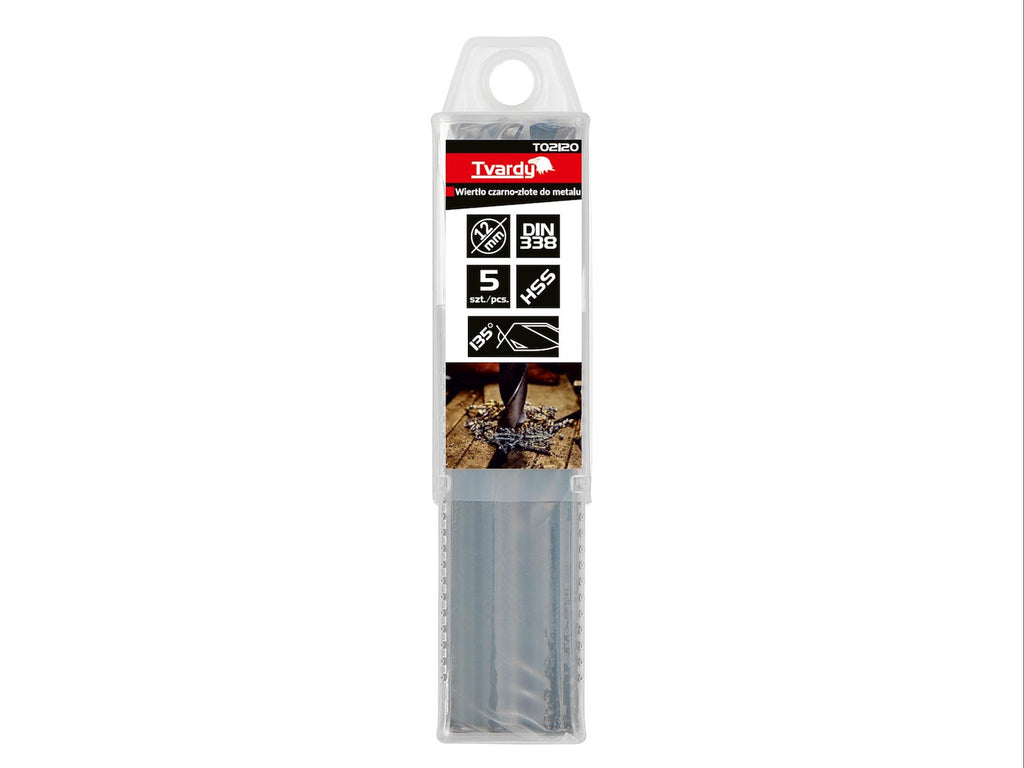 HSS 12.00mm black & gold metal twist drill bit – Pack of 5