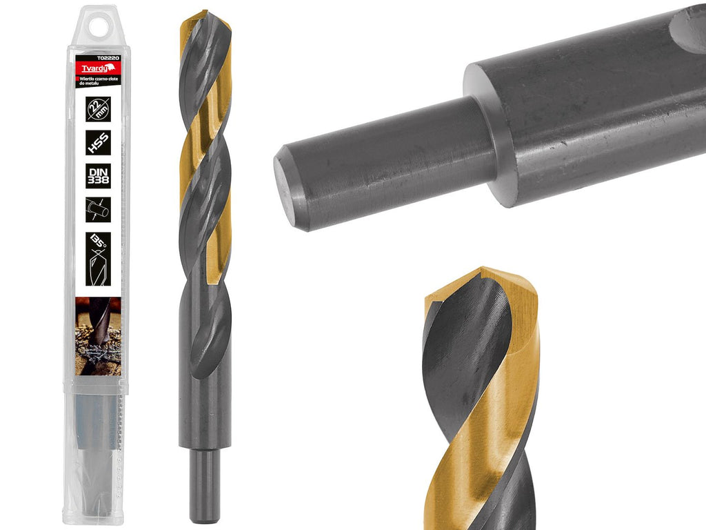 Rolled HSS 22.00 mm black & gold metal twist drill bit