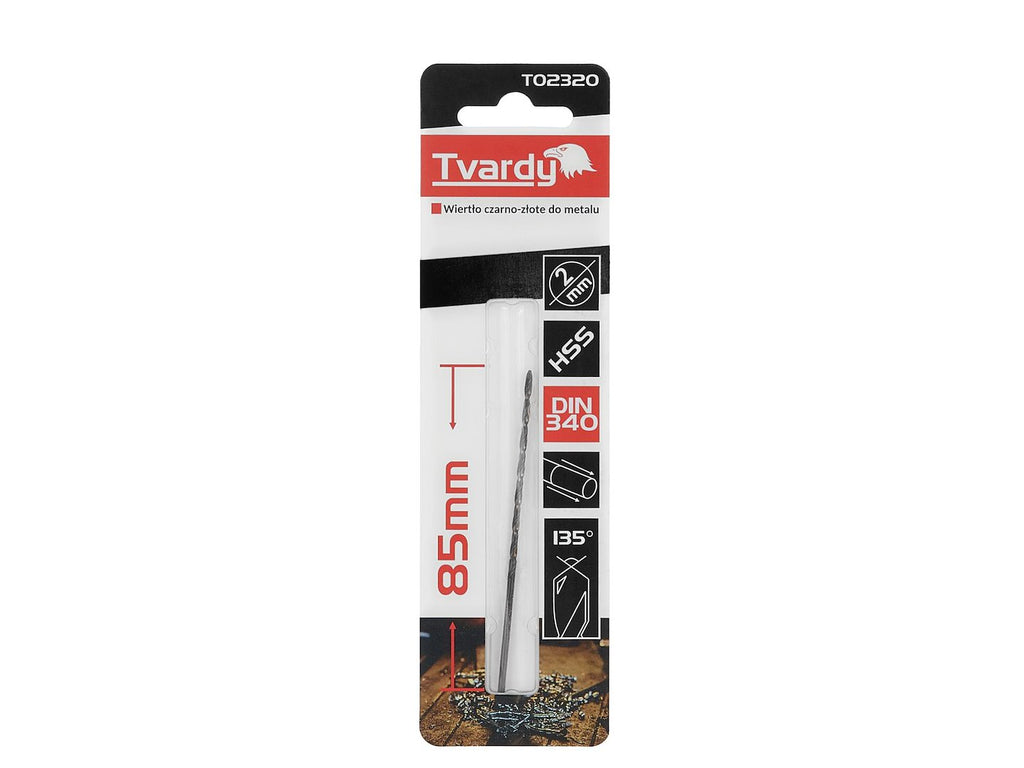 Long HSS M2 2.0 mm black-and-gold metal twist drill bit