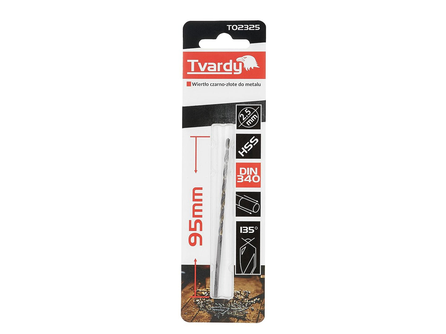 Long HSS M2 2.5 mm black-and-gold metal twist drill bit
