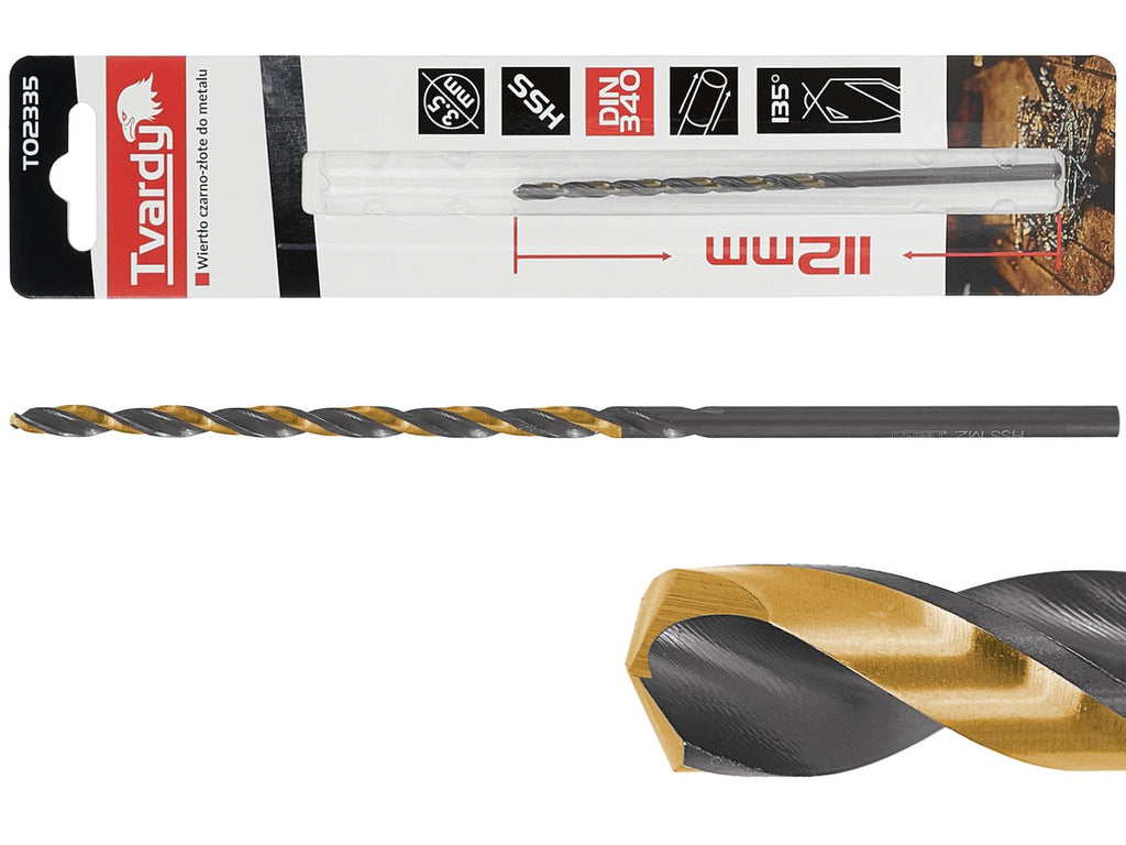 Long HSS M2 3.5 mm Black & Gold Metal Twist Drill Bit