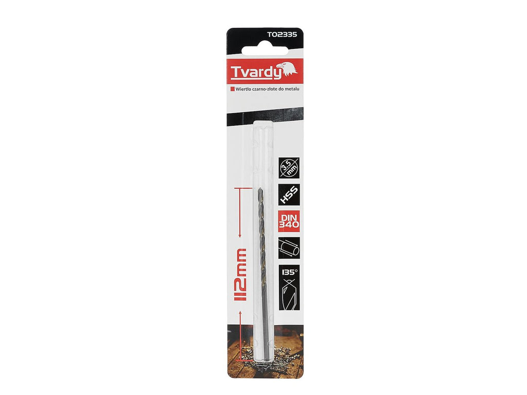Long HSS M2 3.5 mm Black & Gold Metal Twist Drill Bit