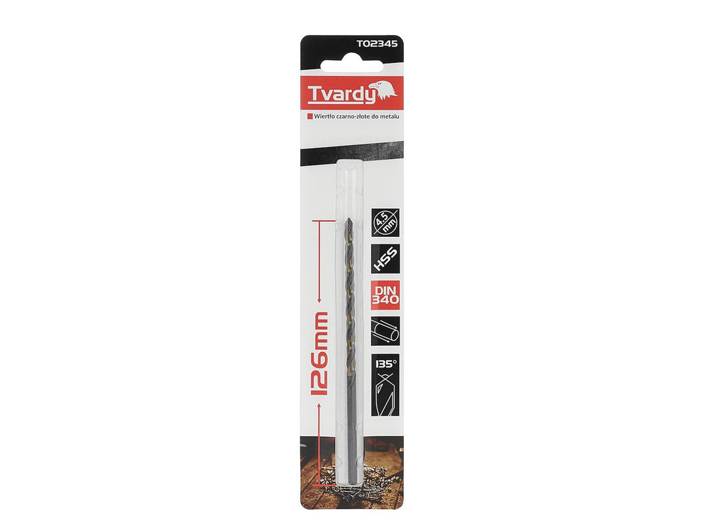 Long HSS M2 4.5 mm Black & Gold Metal Twist Drill Bit