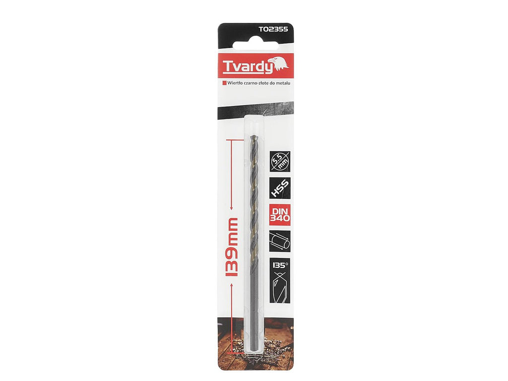 Long HSS M2 5.5 mm Black & Gold Metal Twist Drill Bit