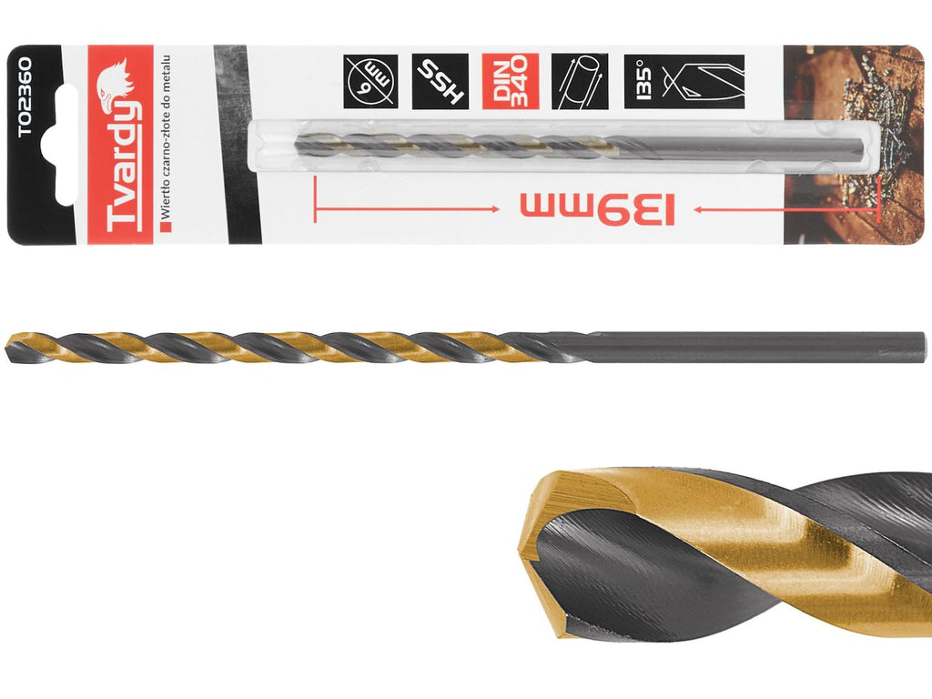 Long HSS M2 6.0 mm Black & Gold Metal Twist Drill Bit