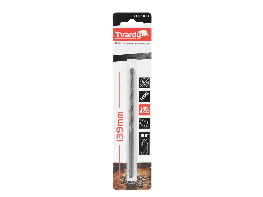 Long HSS M2 6.0 mm Black & Gold Metal Twist Drill Bit