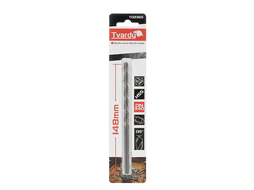 Long HSS M2 6.5 mm black & gold metal twist drill bit