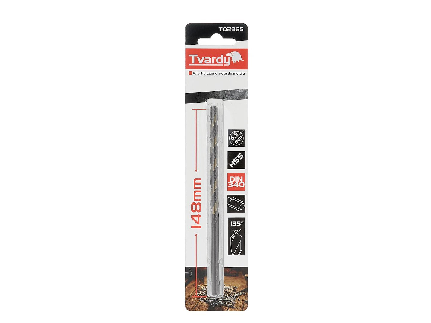 Long HSS M2 6.5 mm black & gold metal twist drill bit