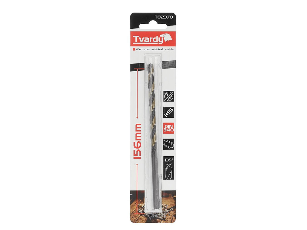 Long HSS M2 7.0 mm black and gold metal twist drill bit