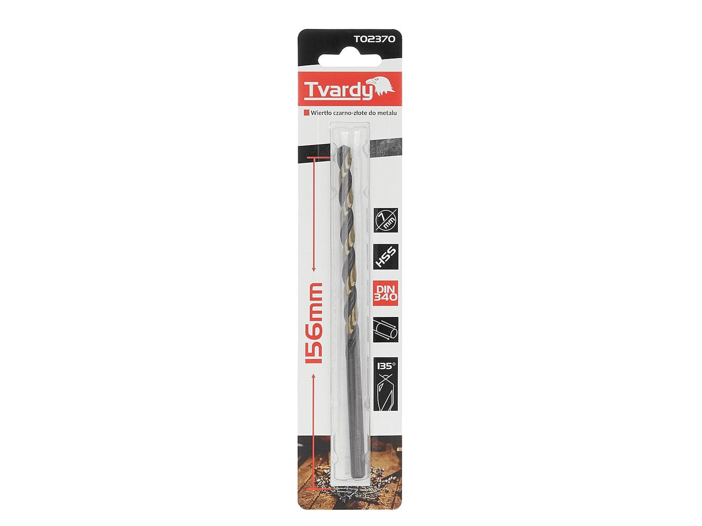 Long HSS M2 7.0 mm black and gold metal twist drill bit