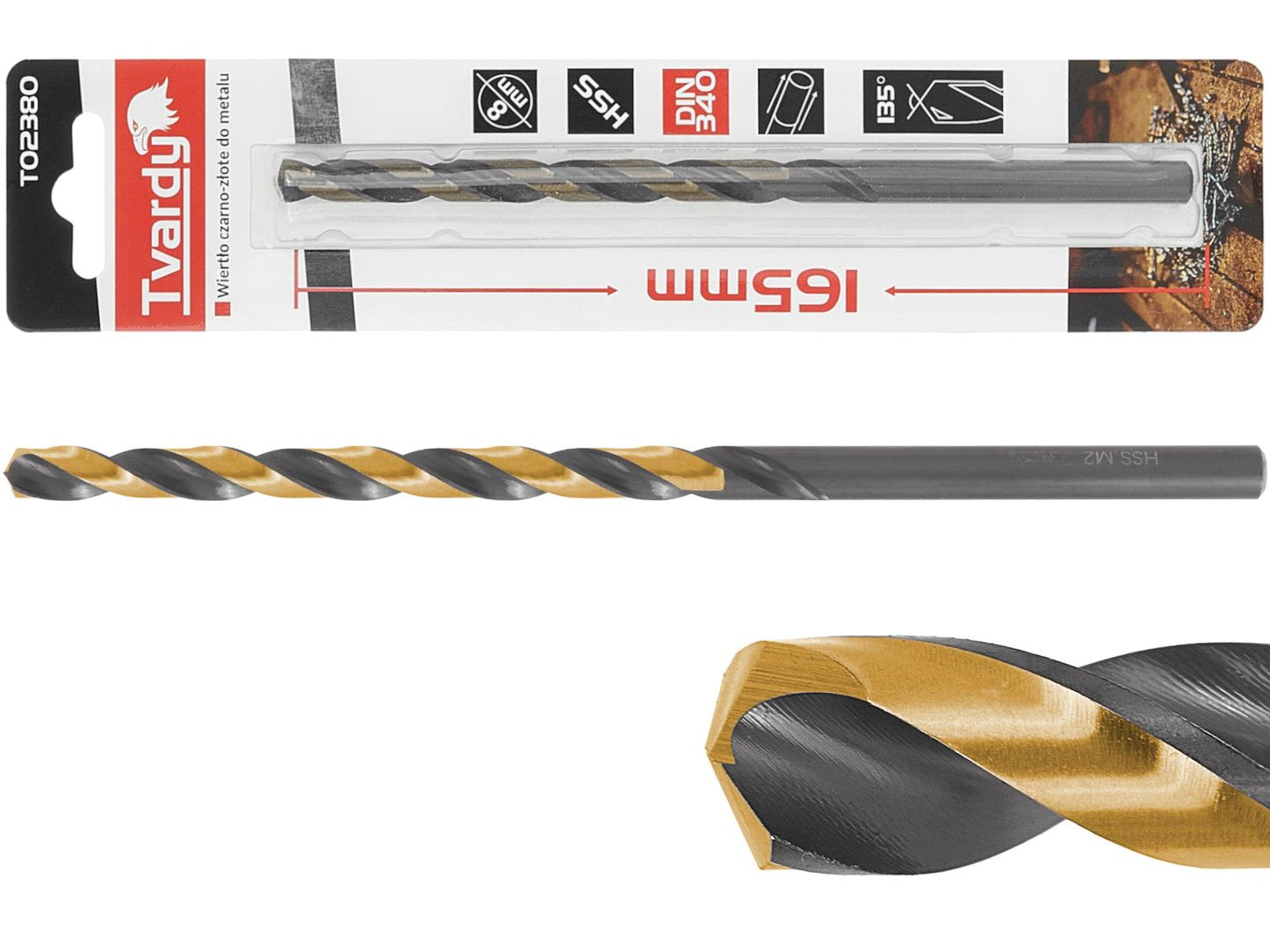 Long HSS M2 8.0 mm Black & Gold Metal Twist Drill Bit