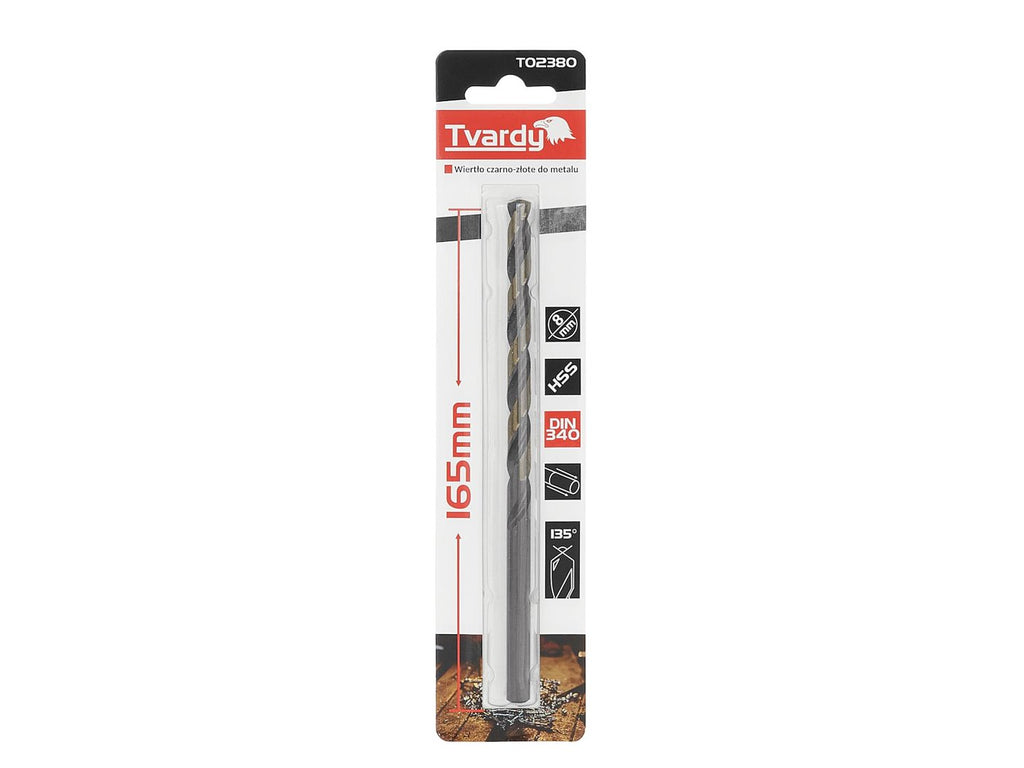 Long HSS M2 8.0 mm Black & Gold Metal Twist Drill Bit