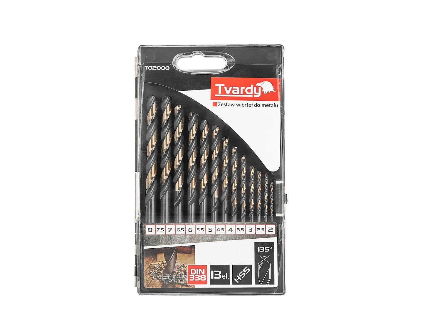 13pcs HSS 2.0-8.0mm black & gold metal twist drill bit set