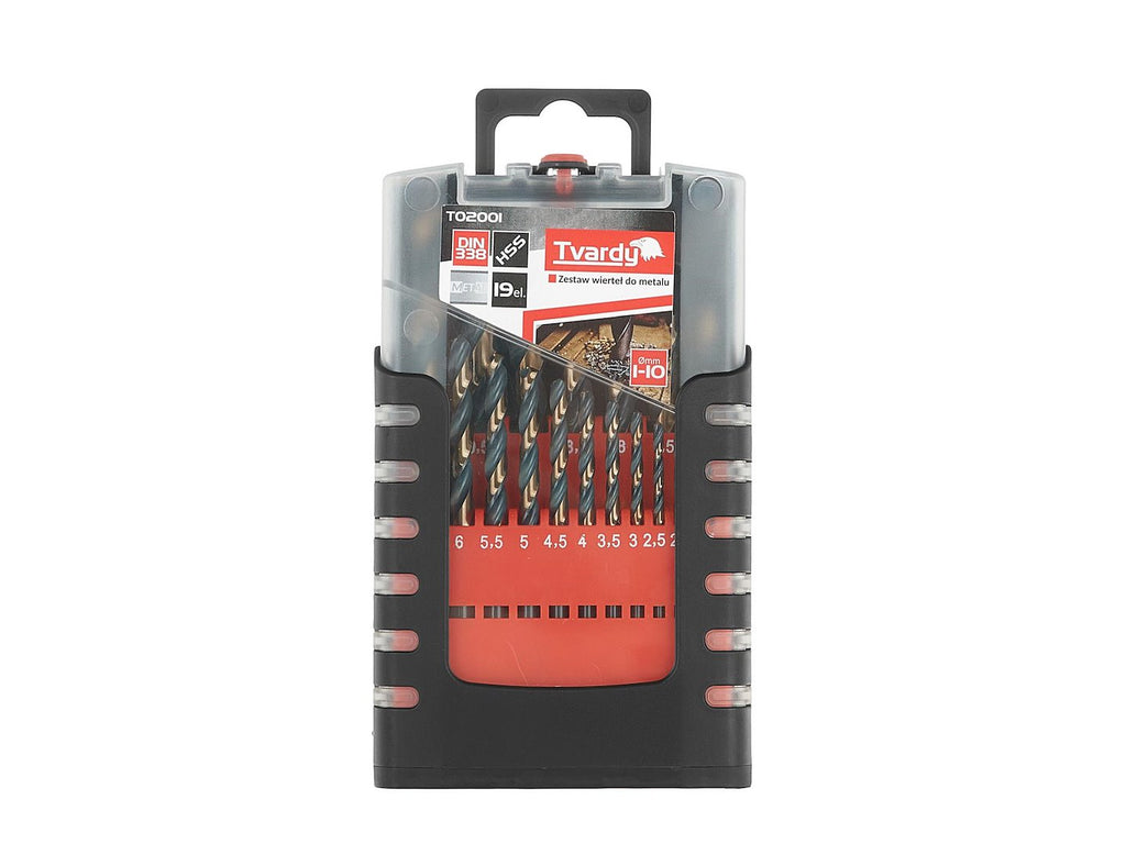 19 pcs HSS 1.0–10.0 mm black & gold metal twist drill bit set