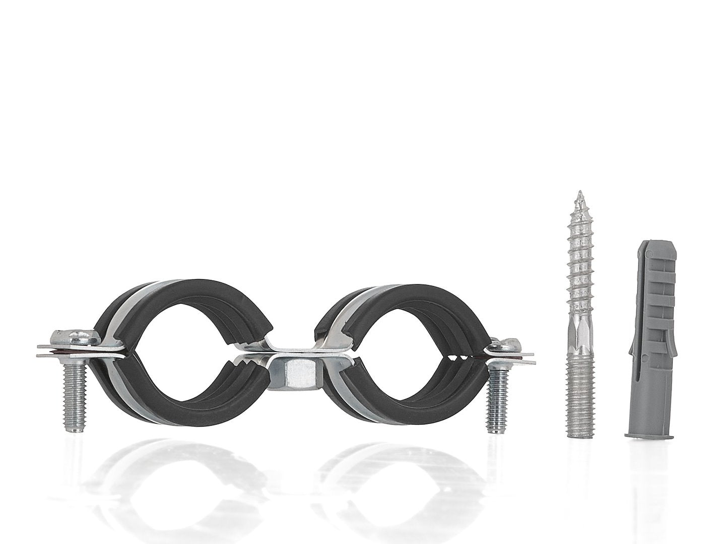 Metal pipe clamp with rubber, 3/4" (26-30 mm)