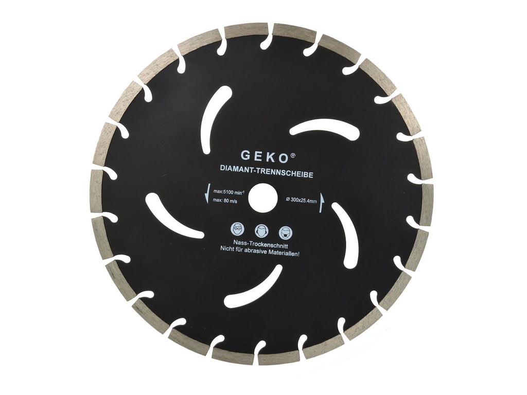 GEKO Segmented Rim Diamond Blade, 300 x 10 x 25.4 mm, Black