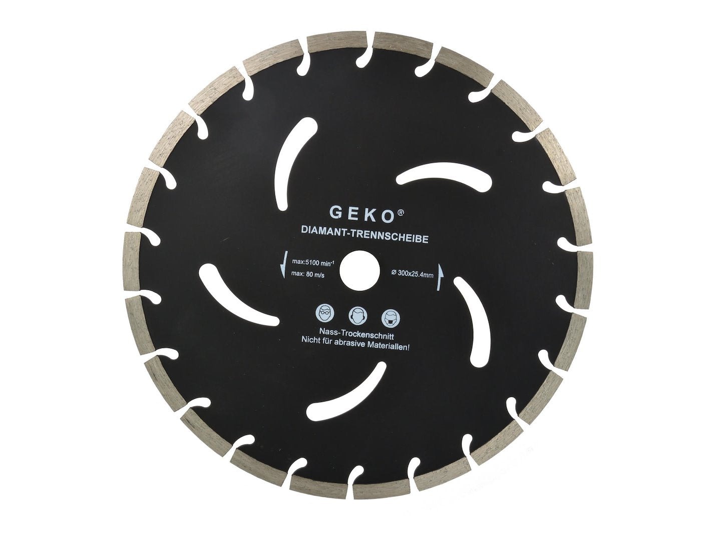 GEKO Segmented Rim Diamond Blade, 300 x 10 x 25.4 mm, Black