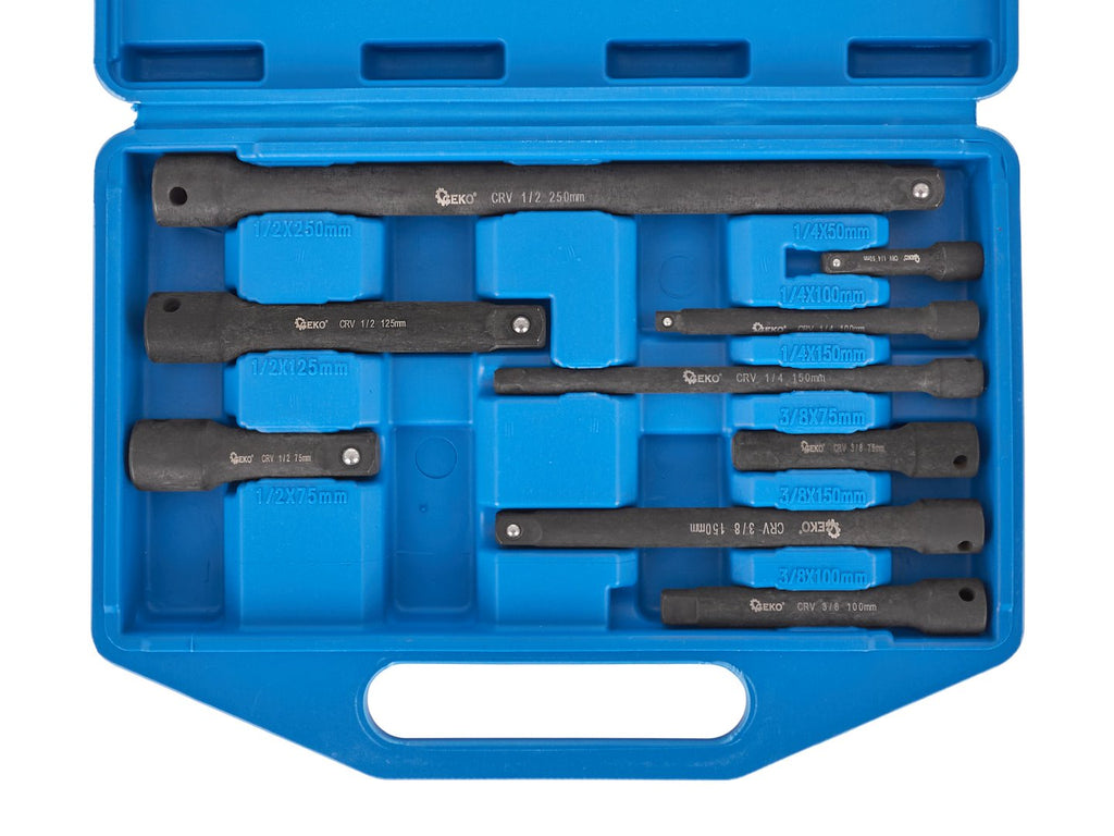 9 pcs Impact Driver Socket Extension Set 1/4" 3/8" 1/2" CrV