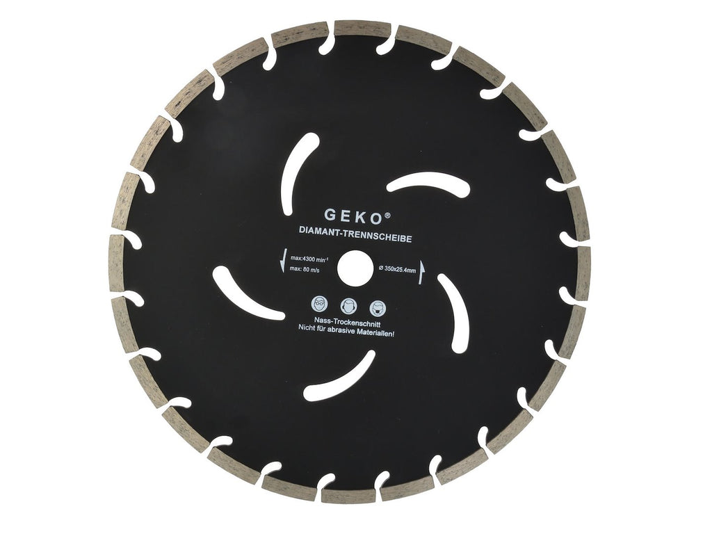 GEKO Segmented Rim Diamond Blade, 350 x 10 x 25.4 mm, Black
