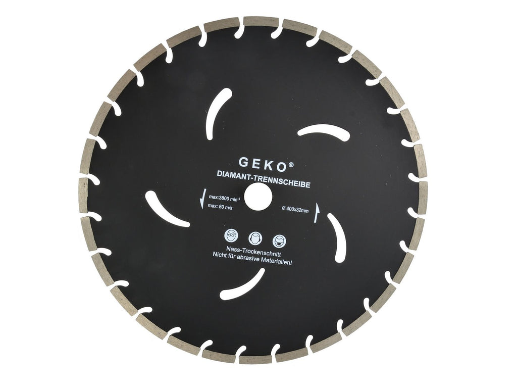 GEKO Segmented Rim Diamond Blade, 400 x 10 x 32 mm, Black