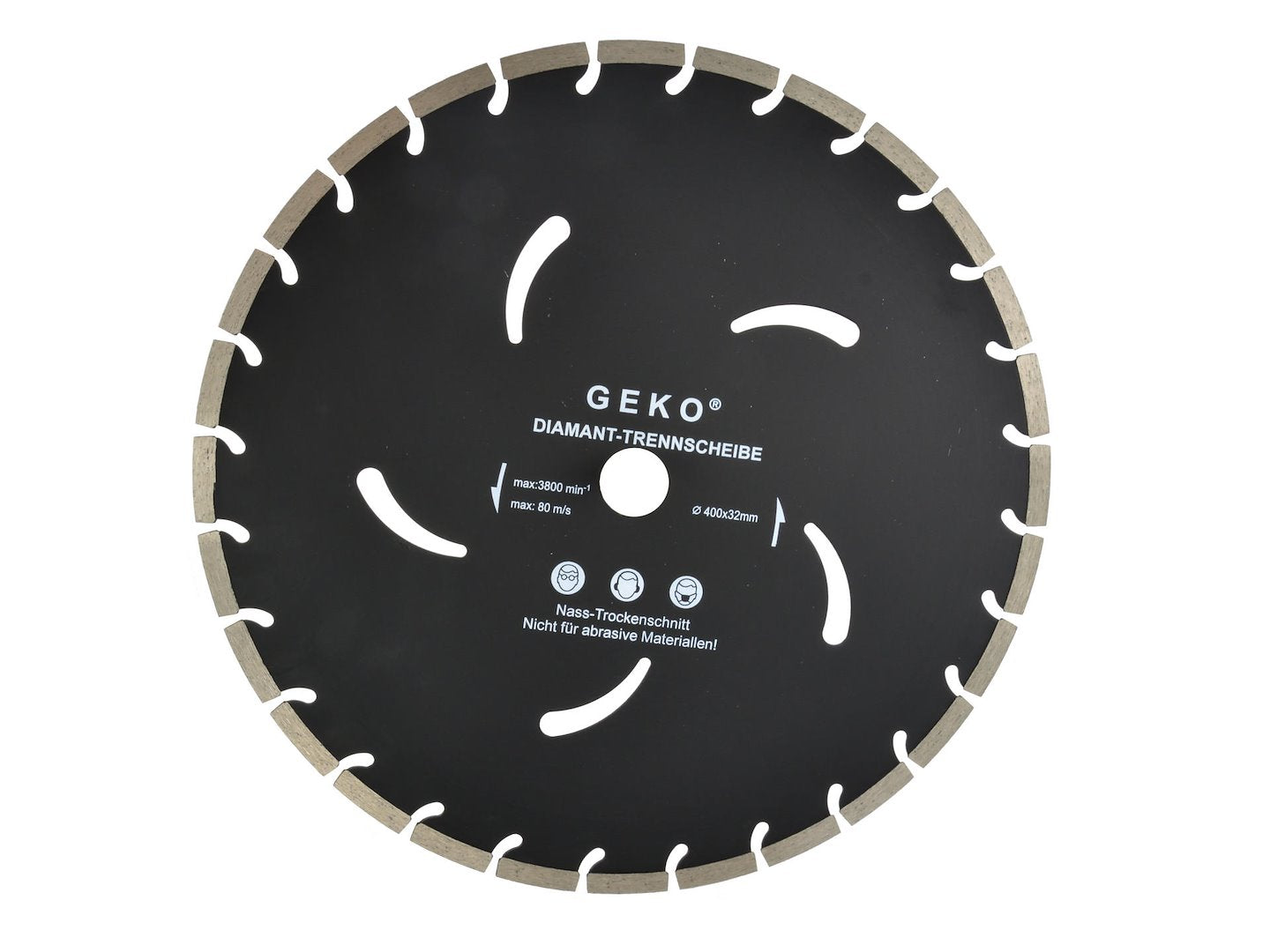 GEKO Segmented Rim Diamond Blade, 400 x 10 x 32 mm, Black