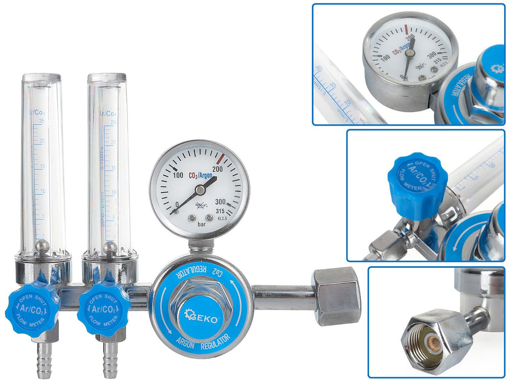 CO2/ARGON Regulator with Double Rotameter