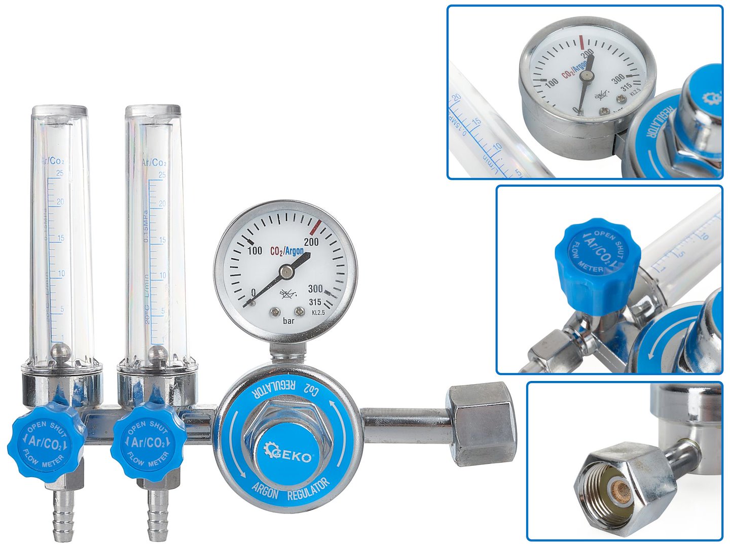 CO2/ARGON Regulator with Double Rotameter