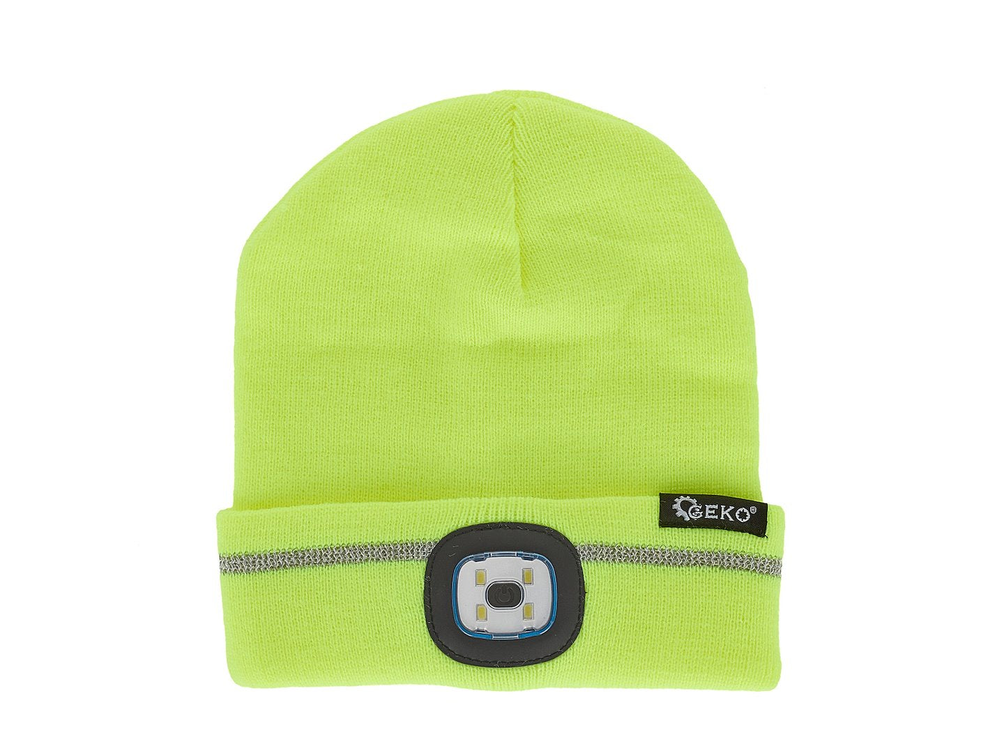 Rechargeable LED Headlight Winter Hat with Reflective Stripe (Yellow)