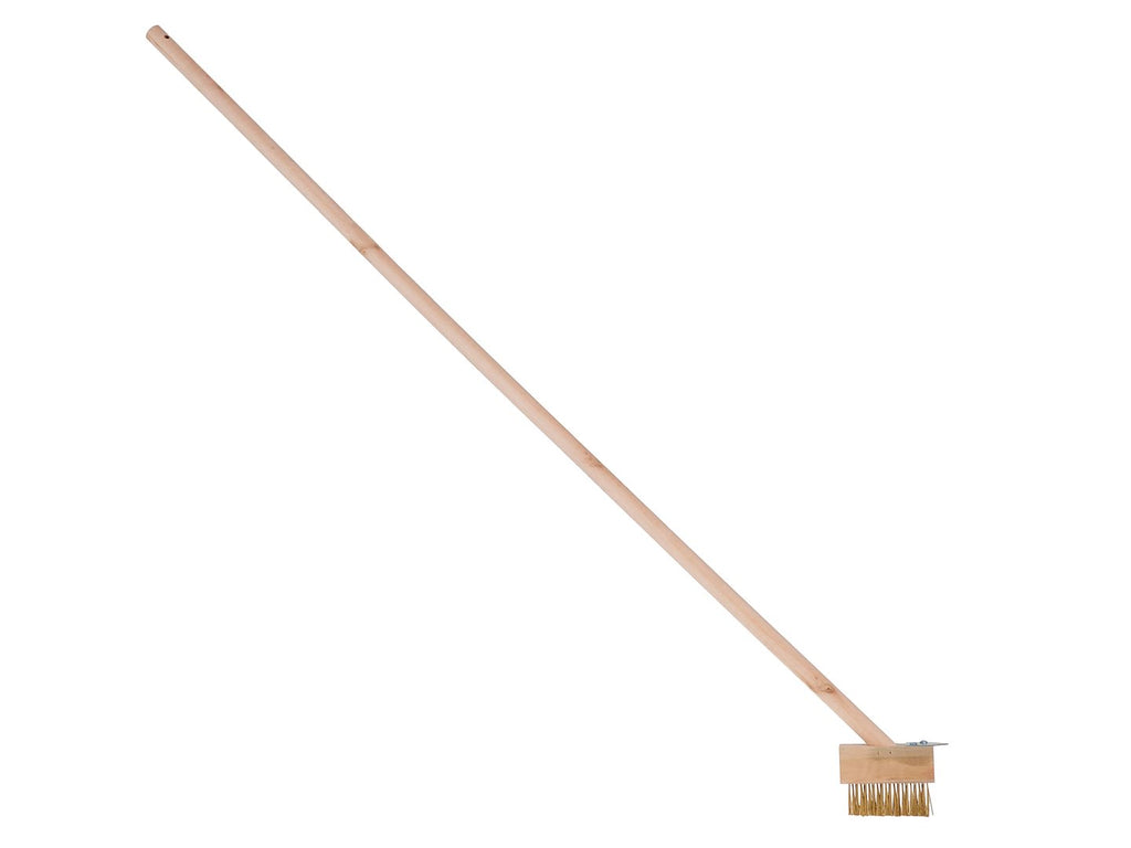 Wire Brush with Scraper for Cobblestone Paving, Wooden Handle