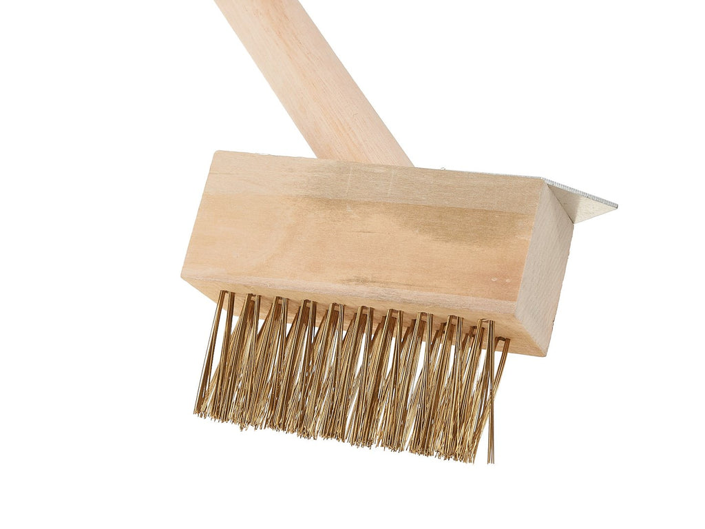 Wire Brush with Scraper for Cobblestone Paving, Wooden Handle