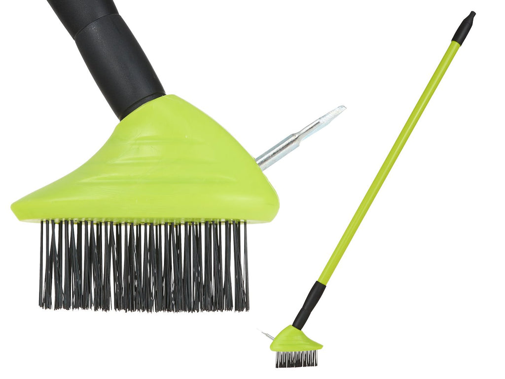 Wire Brush with Scraper for Cobblestone Paving, Plastic Telescopic Handle